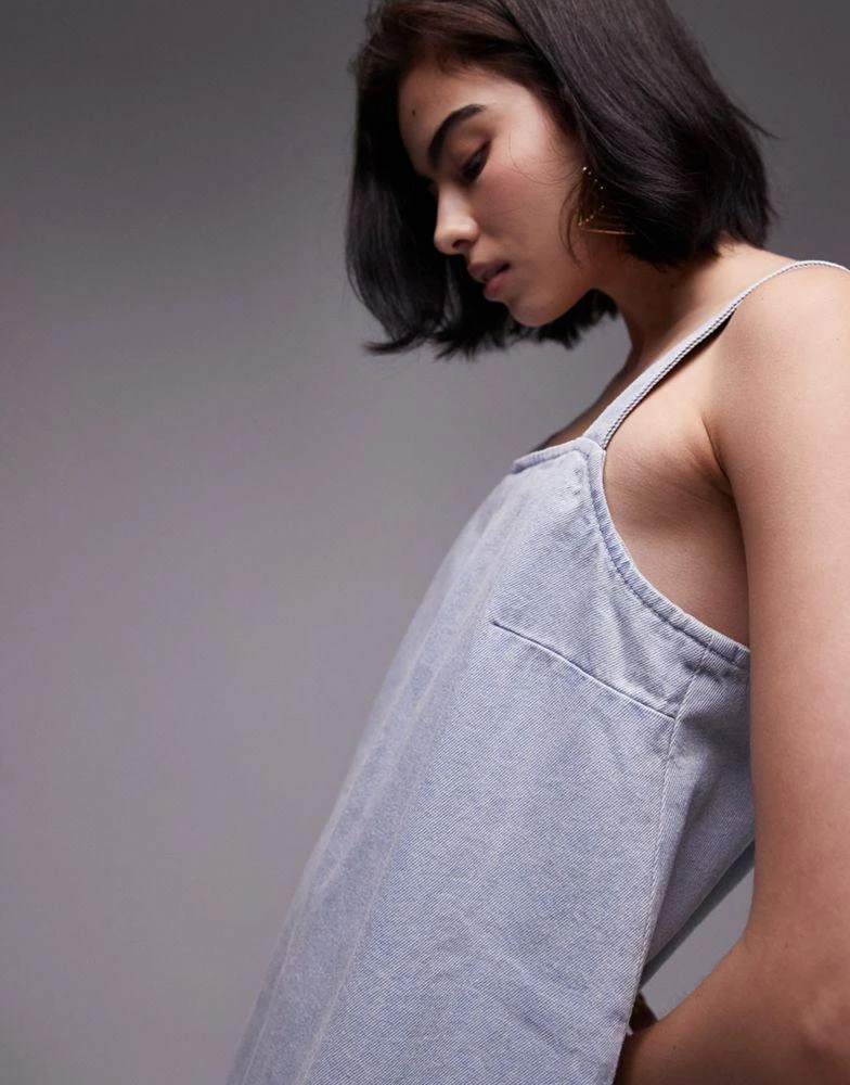 Topshop Topshop denim boxy cami dress in ice blue 3