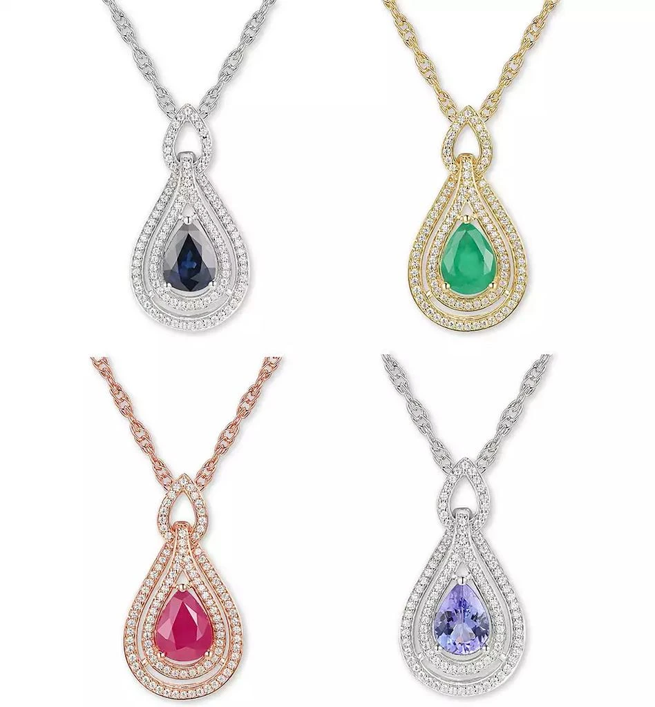 Macy's Sapphire (1-1/4 ct. t.w.) & Diamond (1/4 ct. t.w.) 18" Pendant Necklace in 14k White Gold (Also available in Tanzanite, Emerald and Ruby) 3