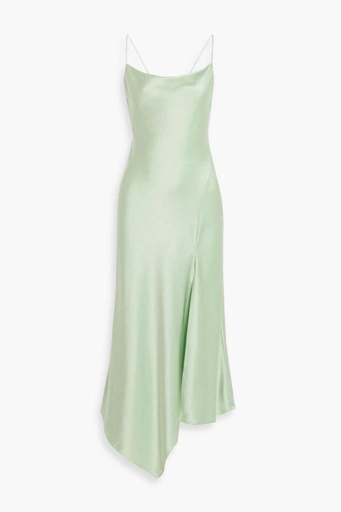 slim fit dress slacks Alice + Olivia Coco Midi Dress Green Floral Print Fil Coupe Chiffon Si –  Celebrity Owned main image 1