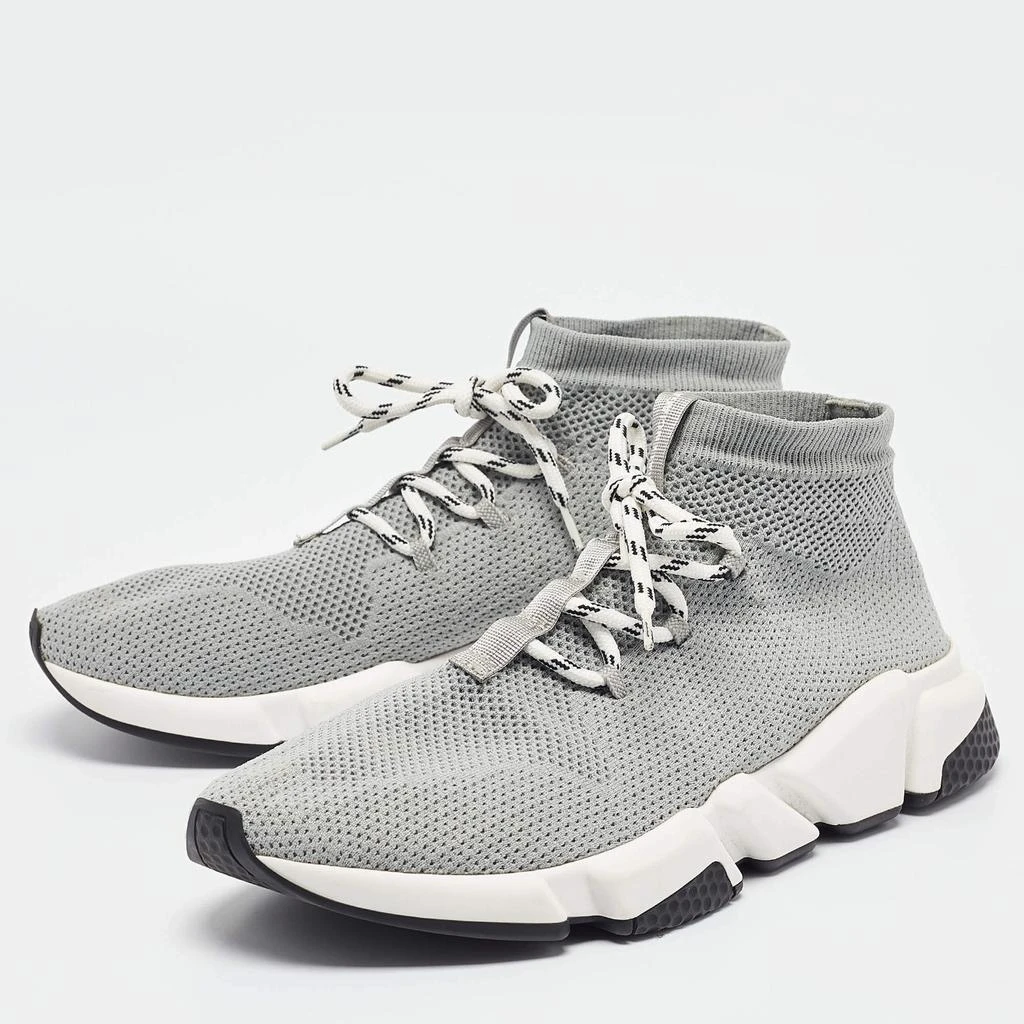 Balenciaga Grey Knit Fabric Speed Trainer High Top Sneakers Size