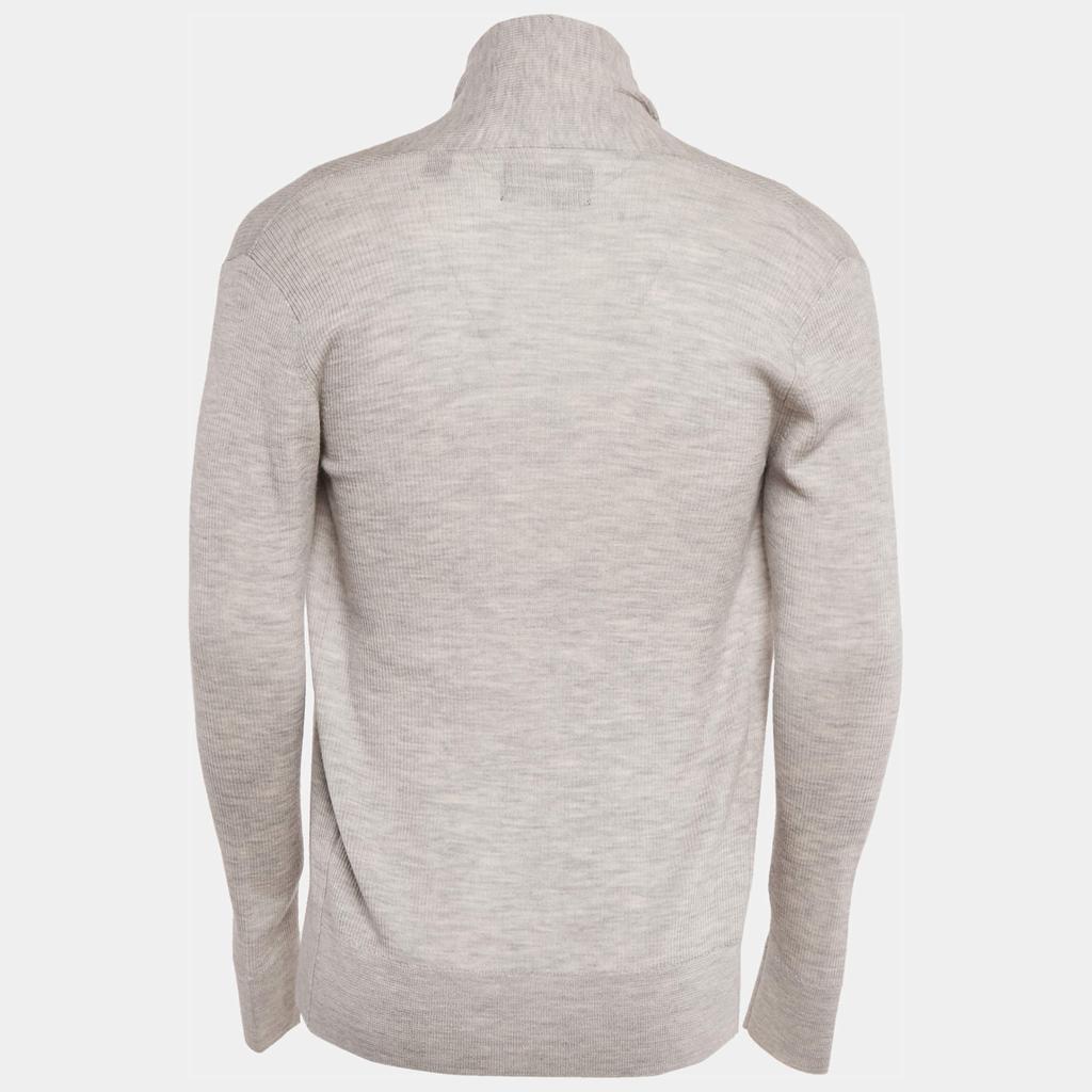 ALL SAINTS All Saints Grey Marl Wool Rib Knit Open Front Cardigan S