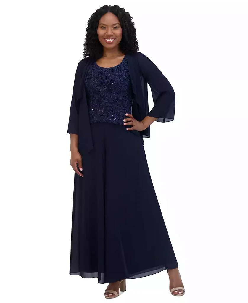Jessica Howard Petite Sequin Jumpsuit & Jacket Set 1