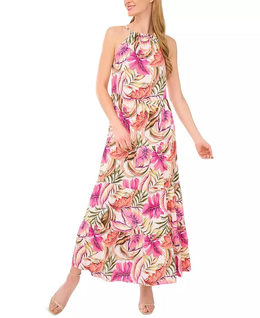 Women's Tropical-Print Halter Maxi Dress
