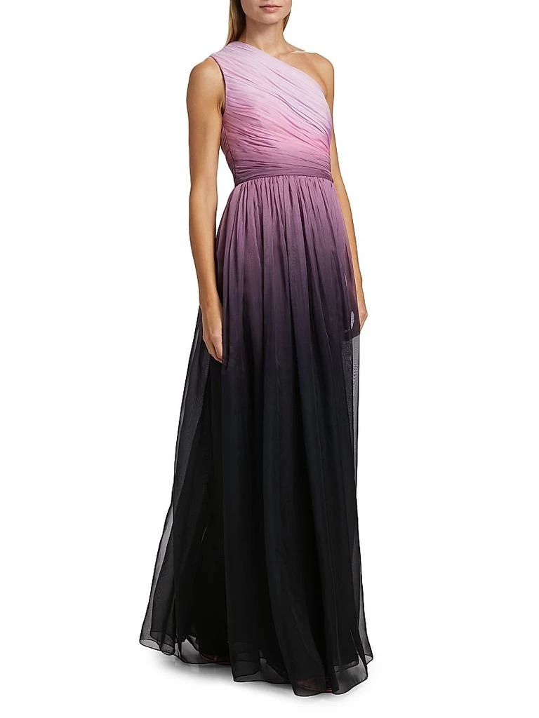 Pamella Roland One-Shoulder Ombré Chiffon Sleeveless Gown 4