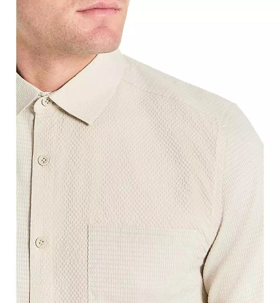 Kenneth Cole Men's Slim Fit Short-Sleeve Mixed Media Sport Shirt 3