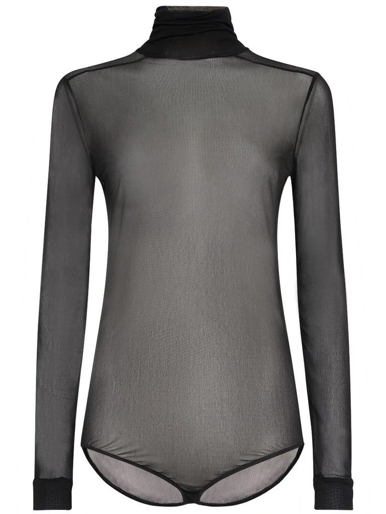 MAISON MARGIELA Sheer Viscose Jersey T-neck Bodysuit 1