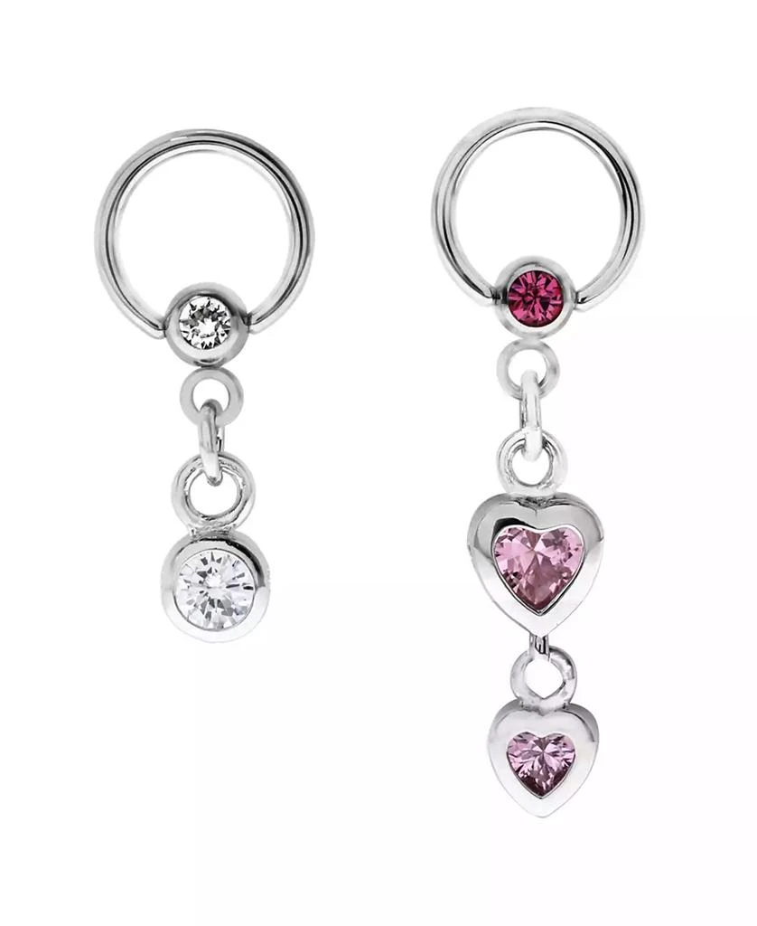 Rhona Sutton Bodifine Stainless Steel Set of 2 Crystal Drop Charm Cartilage Rings