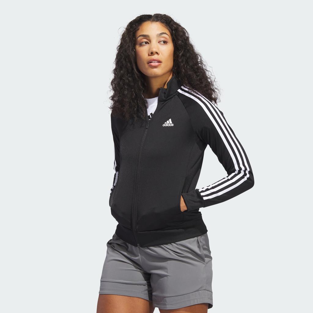 adidas Women s adidas Primegreen Essentials Warm Up Slim 3 Stripes Track Jacket collegiate green white Large Women s Jackets Free Shipping BeyondStyle