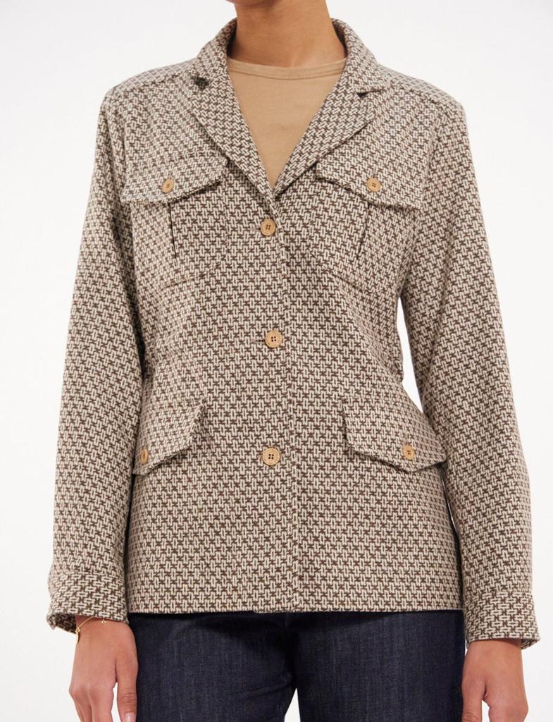 INES DE LA FRESSANGE Flipper brown/ ecru wool jacket