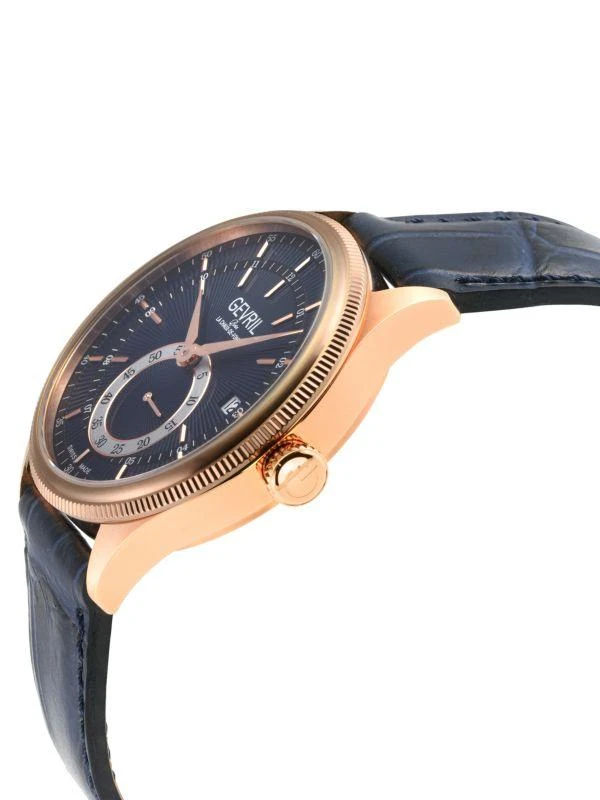 Gevril Empire 40MM Goldtone Stainless Steel 
Leather Strap Automatic Watch 2