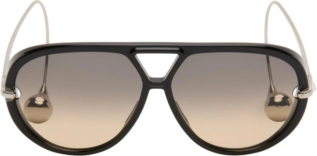 Bottega Veneta Black & Silver Drop Aviator Sunglasses  display picture 1