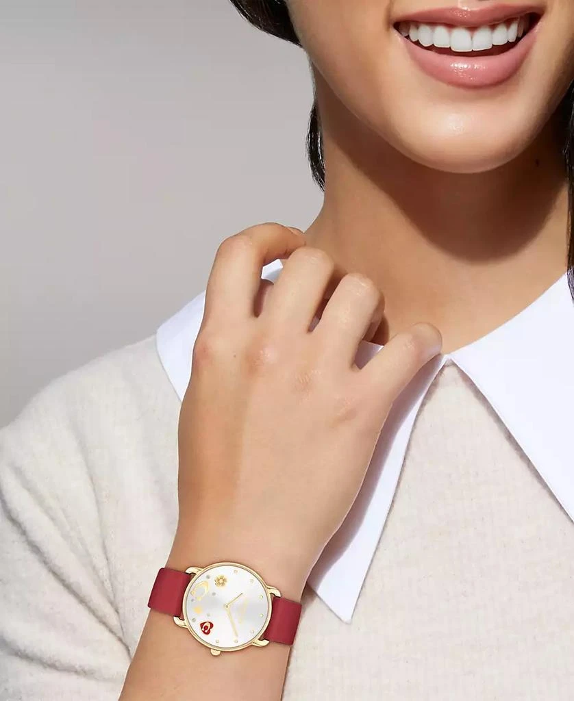 Coach Women's Elliot Red Leather Strap Watch 4