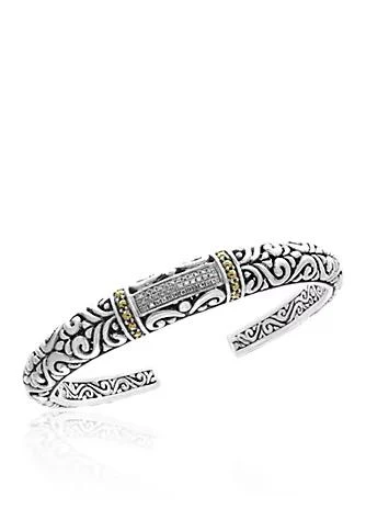 Effy Diamond Bangle in Sterling Silver 
18K Yellow Gold