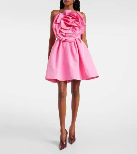 Carolina Herrera Floral-appliqué silk faille cocktail dress 2