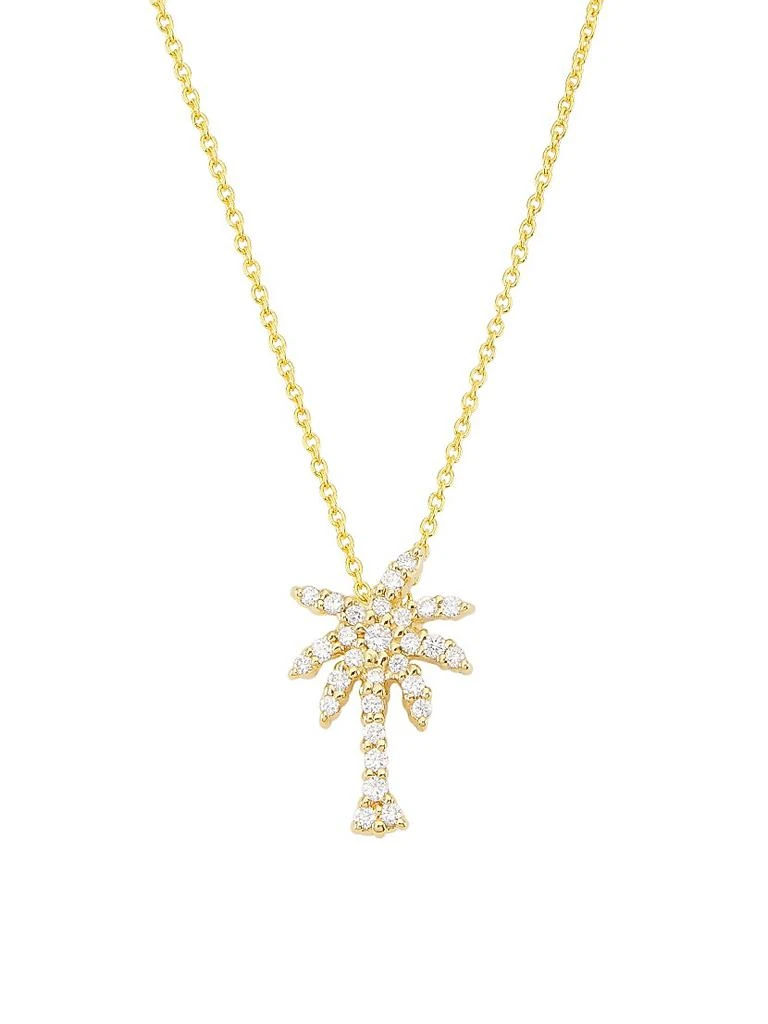 Roberto Coin Tiny Treasures 18K Yellow Gold & Diamond Small Palm-Tree Pendant Necklace 1