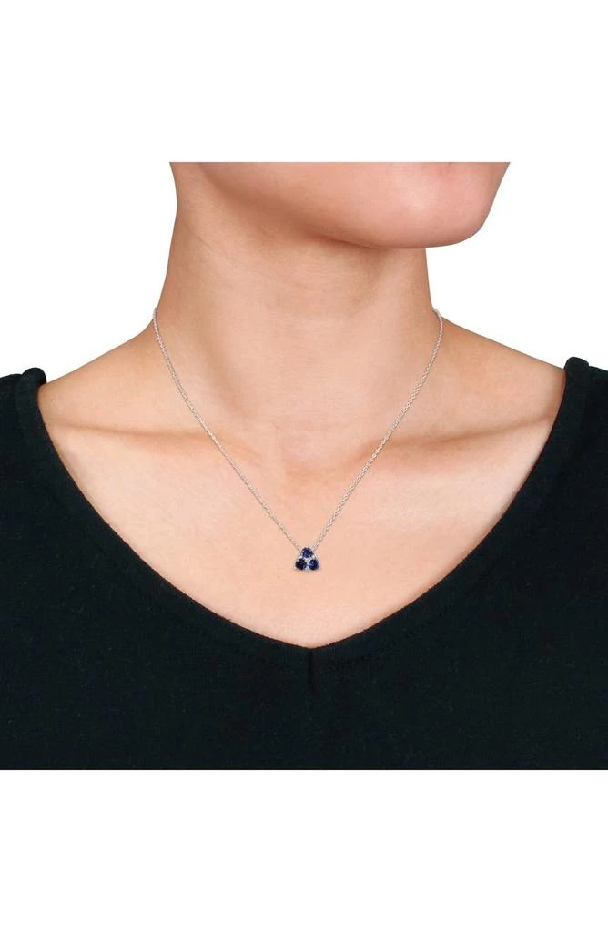 DELMAR Sterling Silver Blue 
White CZ Cluster Necklace 
Earrings Set 2