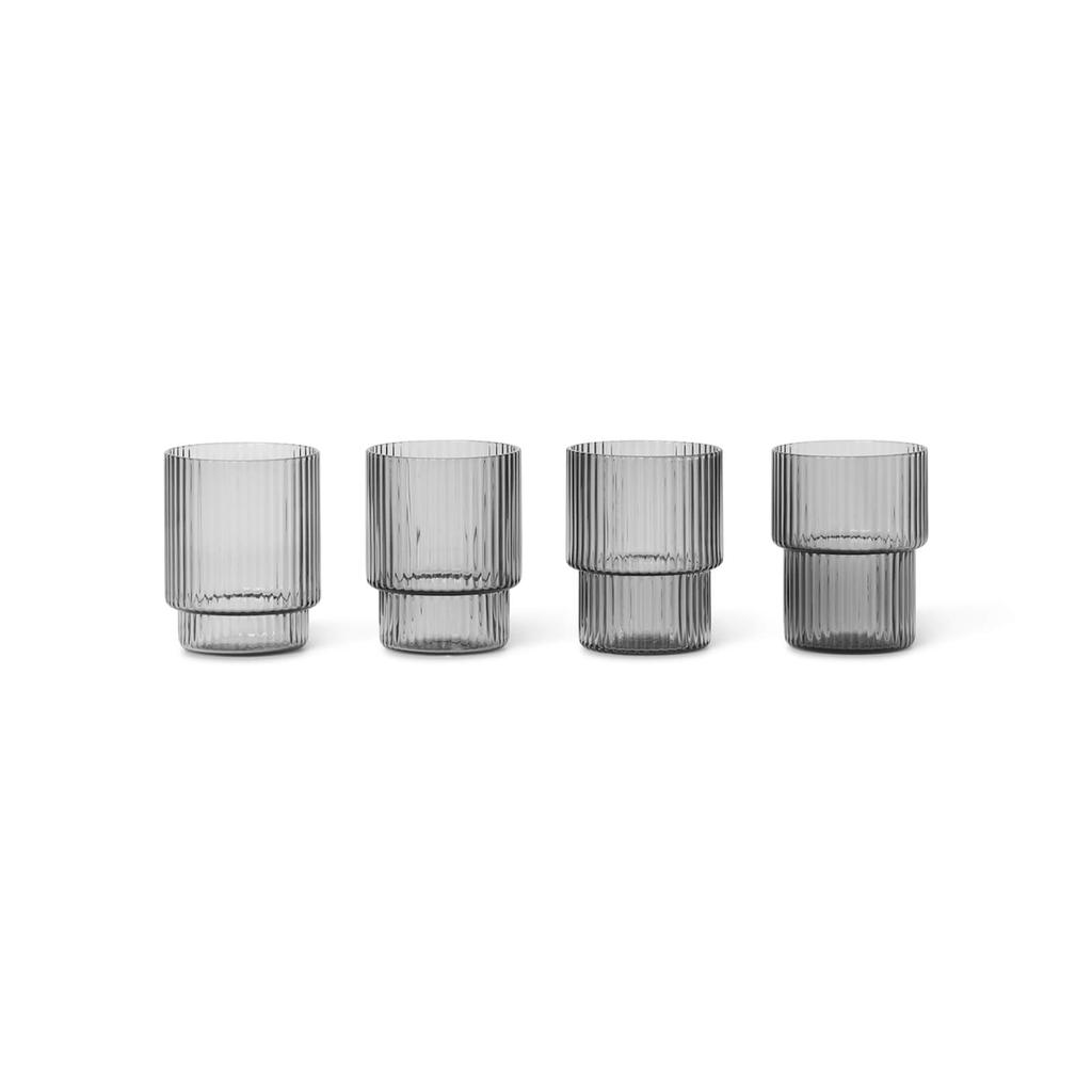 Ferm Living Ferm Living Ripple Small Glasses - Smoked Grey (Set of 4)