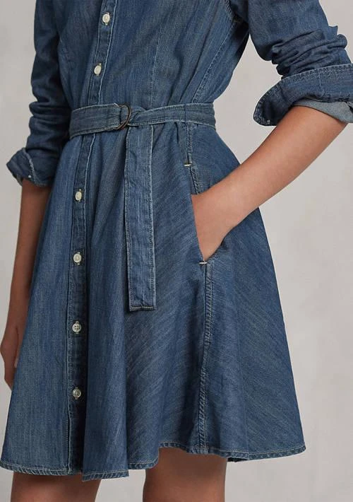 Ralph Lauren Girls 7-16 Belted Cotton Denim Shirtdress 4