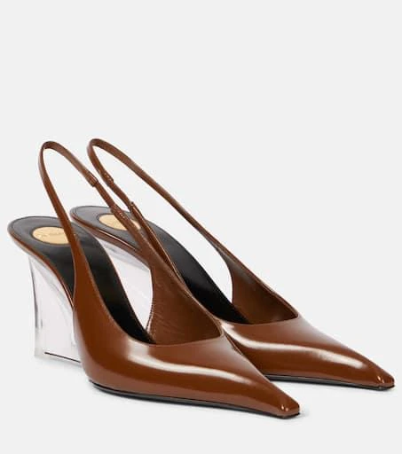 Yves Saint Laurent Miller 80 leather slingback wedges 1