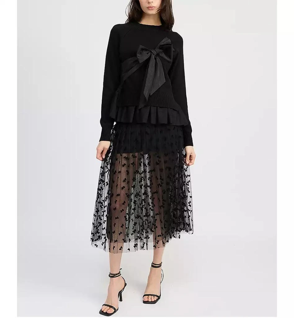 En Saison Women's Casey Bow-Tie Ruffle-Hem Sweater 4