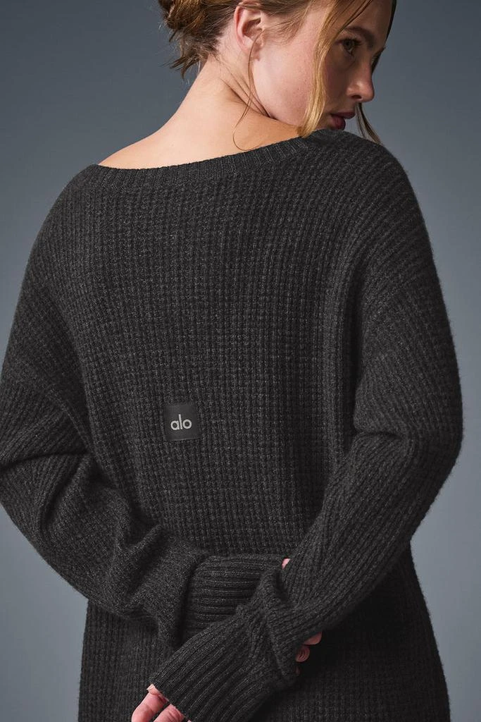 Alo Cashmere Plush Waffle Dress - Dark Heather Grey 4