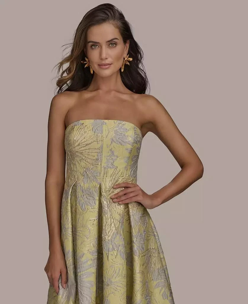donna karan women's strapless fit & flare midi dress Donna Karan New York Women's Strapless Jacquard Fit & Flare Floral Midi Dress - Nightfall/Cream main image 0