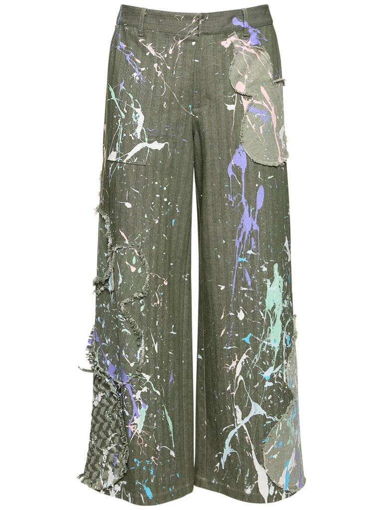 MITHRIDATE Graffiti Patchwork Wide Leg Jeans