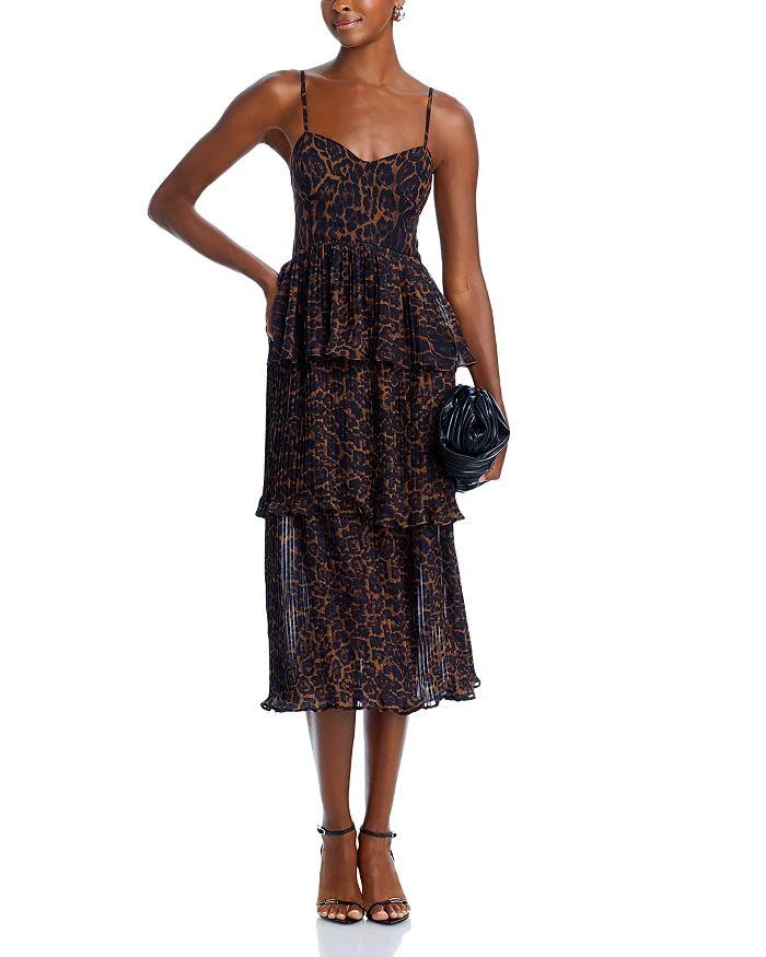 AQUA Leopard Pleated Tier Dress - Exclusive 1