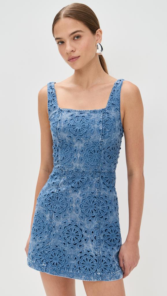 Alice + Olivia Maryann Floral Cutout Denim Dress