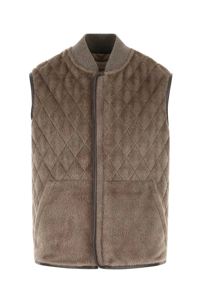 Agnona Dove Grey Alpaca Blend Sleeveless Jacket 1