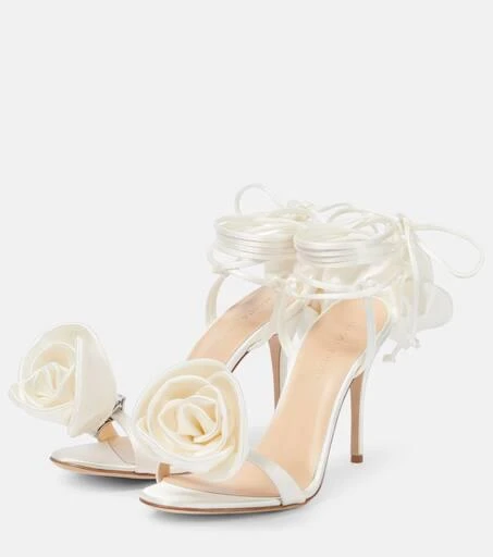 Magda Butrym Floral-appliqué satin sandals 5