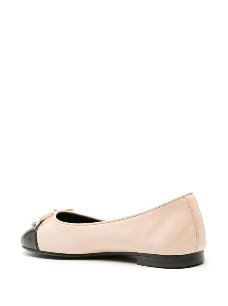 Tory Burch White Ballet Flats With Bow Detail And Contrasting Toe In Leather Woman 3