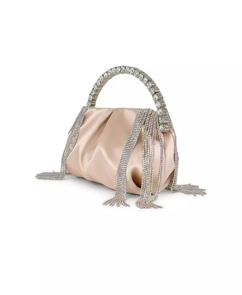 Badgley Mischka Woman's Tatiana Crystal Embellished Fringe Pouch Clutch with Crystal Handle 2