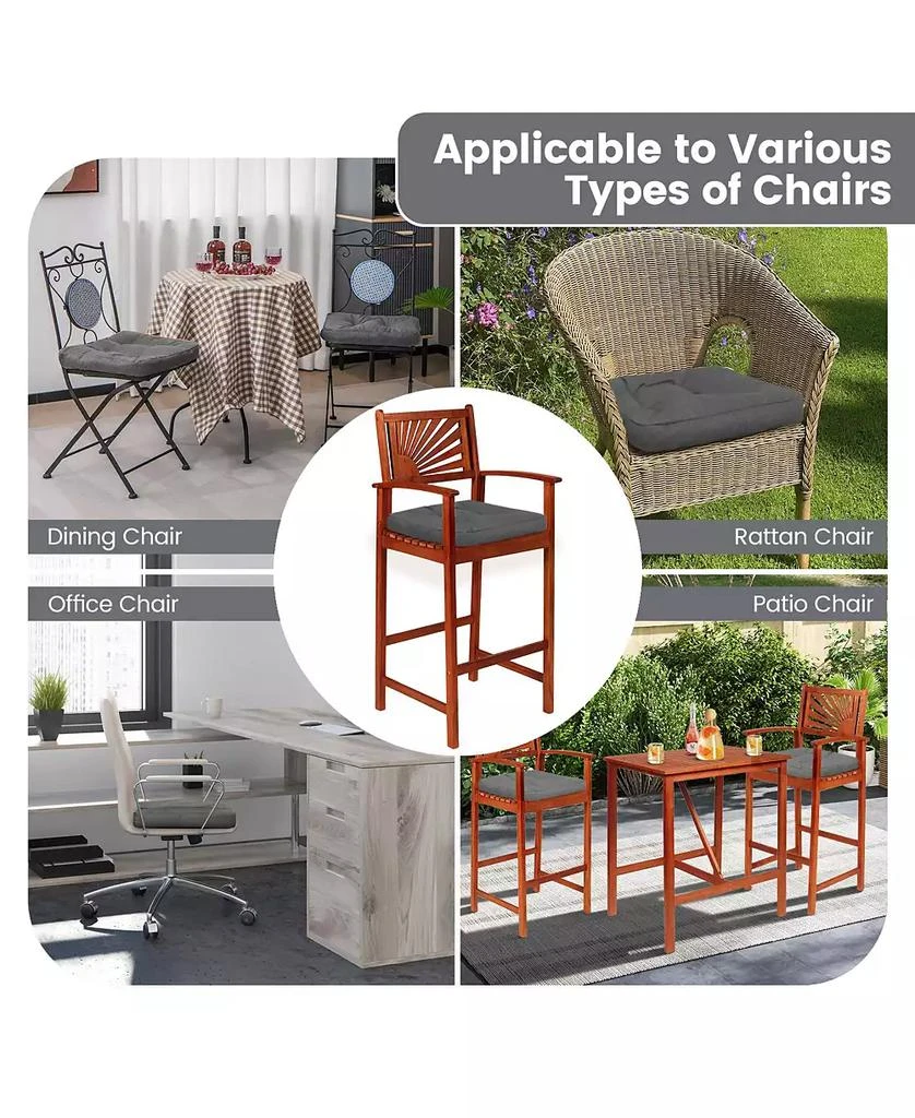 SUGIFT 4 Pack 17.5 x 17 Inch U-Shaped Chair Pads with Polyester Cover-Grey 10