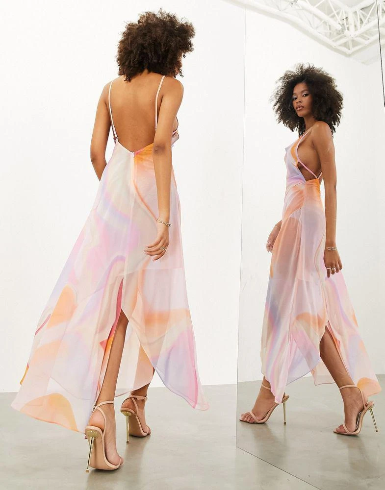 ASOS EDITION cowl neck sheer draped maxi dress in soft marble print  On  Sale Now with Up to 75% Off | Discover Exclusive Deals & Savings at  BeyondStyle  Authentic ASOS