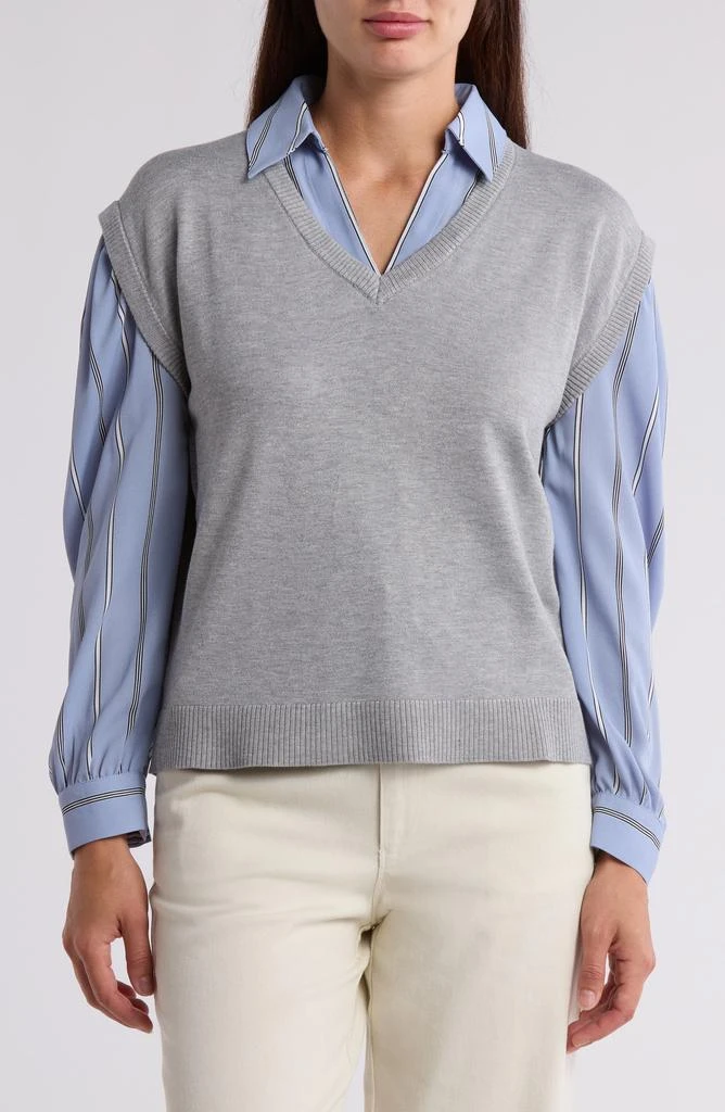Adrianna Papell Twofer V-Neck Sweater 1