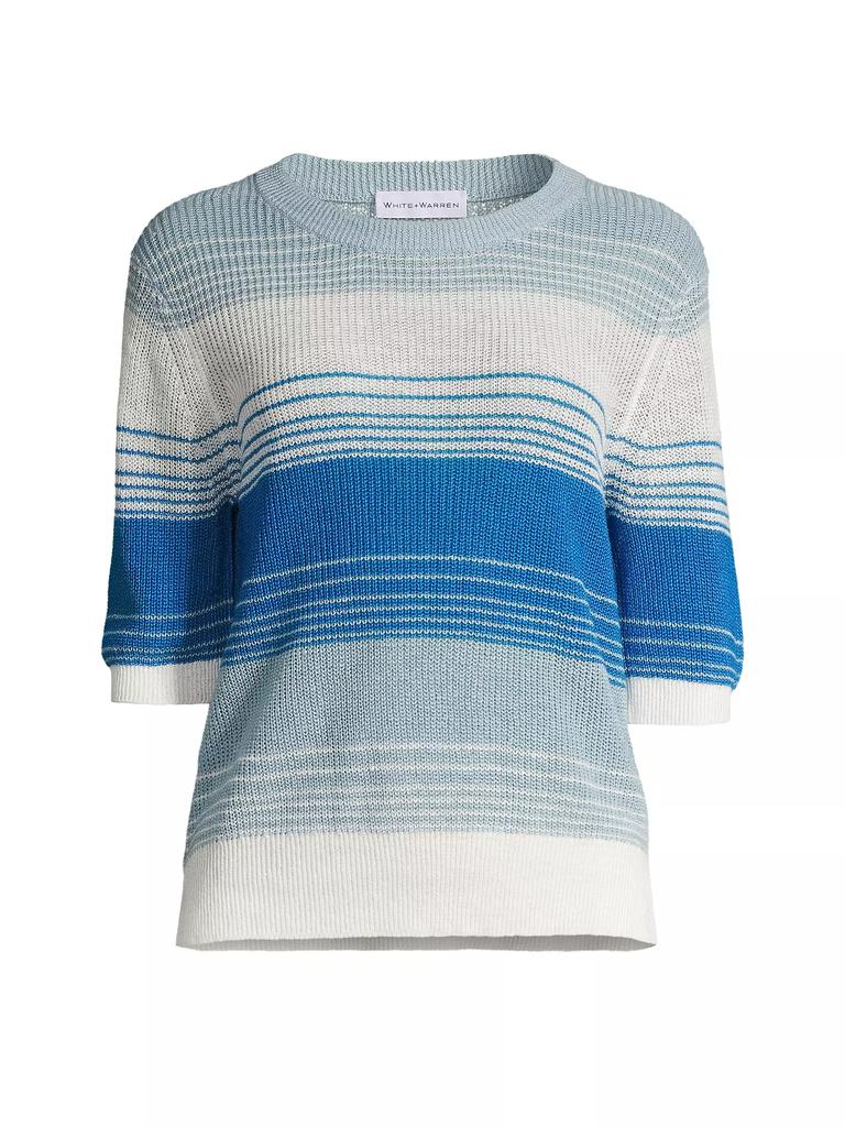 White + Warren Striped Linen Sweater