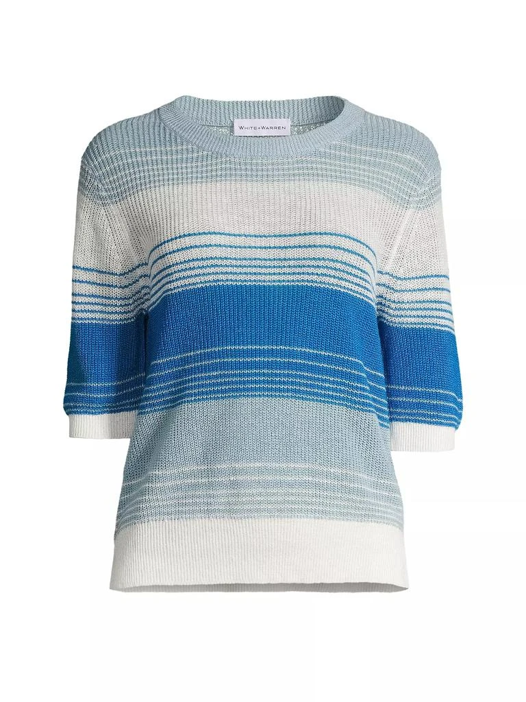 White + Warren Striped Linen Sweater 1