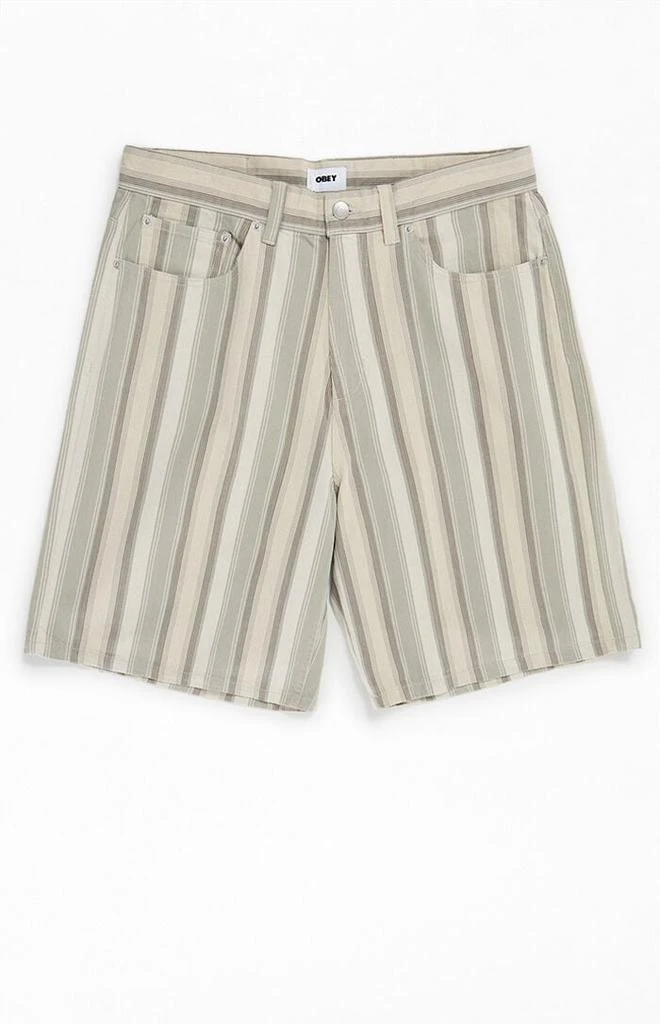 Obey Baja Striped Denim Baggy Shorts 1