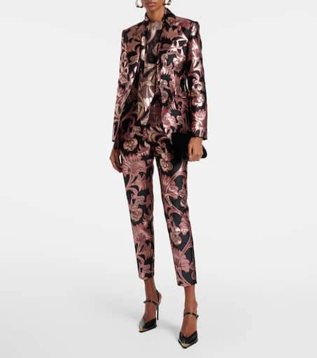 ETRO Semi-sheer tie-neck lamé blouse 2