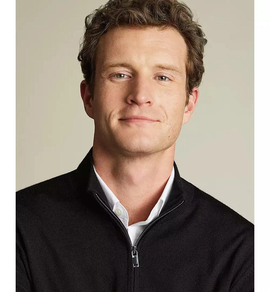 Charles Tyrwhitt Men's Long Sleeve Quarter-Zip Merino Wool Sweater 7