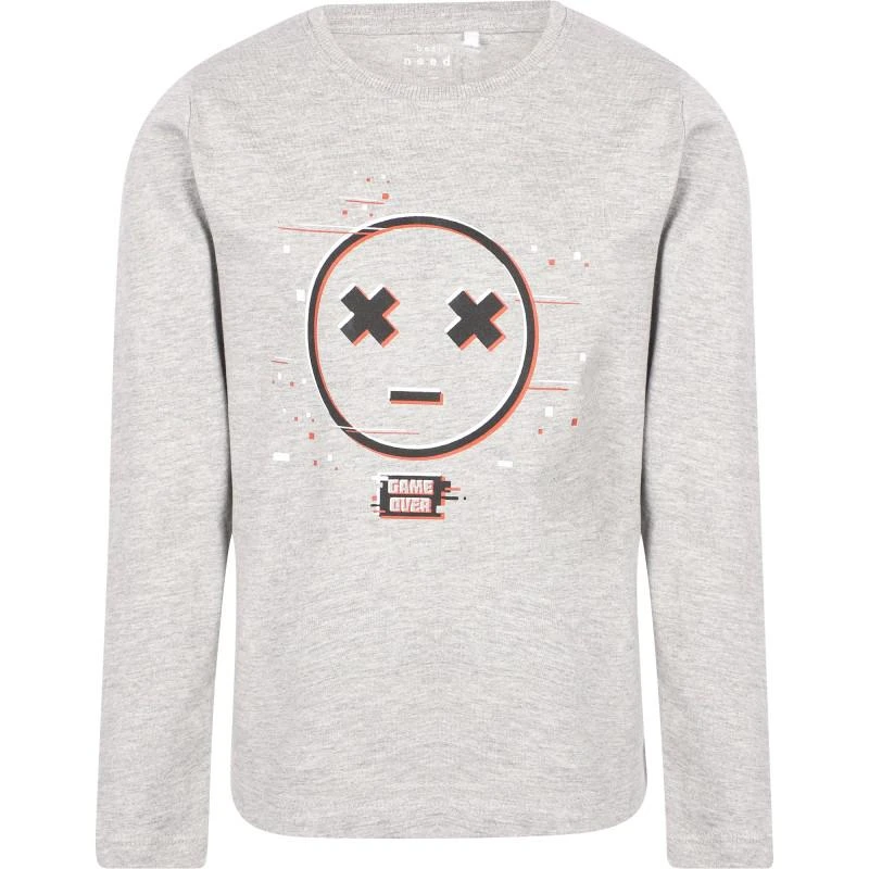 NAME IT® Game over print long sleeved t shirt in grey 1