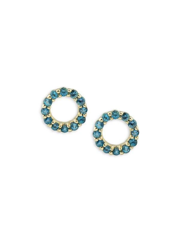 Saks Fifth Avenue 14K Yellow Gold & London Blue Topaz Circular Earrings 2