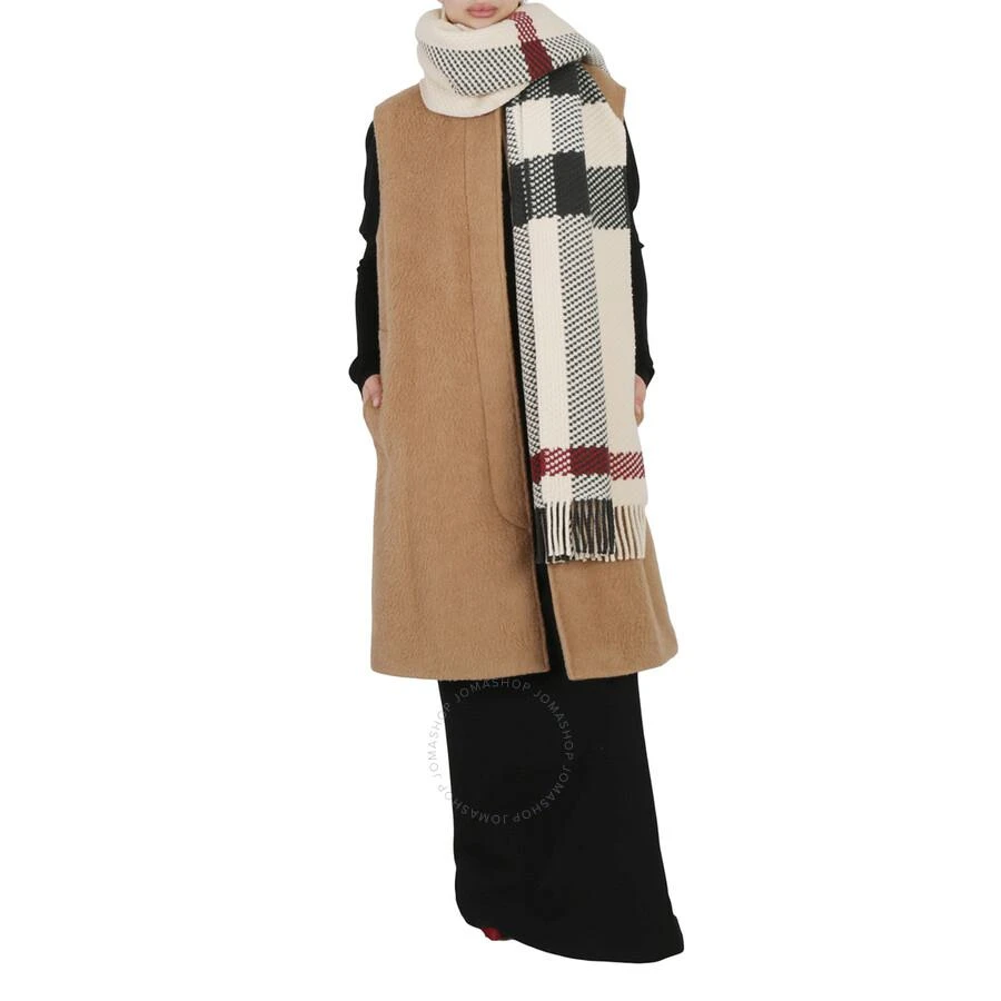 Burberry Stone Jumbo Check Wool Fringed Scarf 2