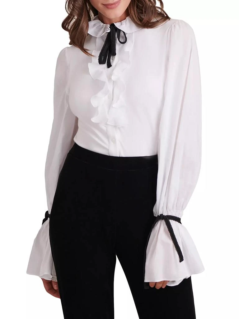 Anne Fontaine Reine Ribbon-Trimmed Cotton Jersey Shirt 4