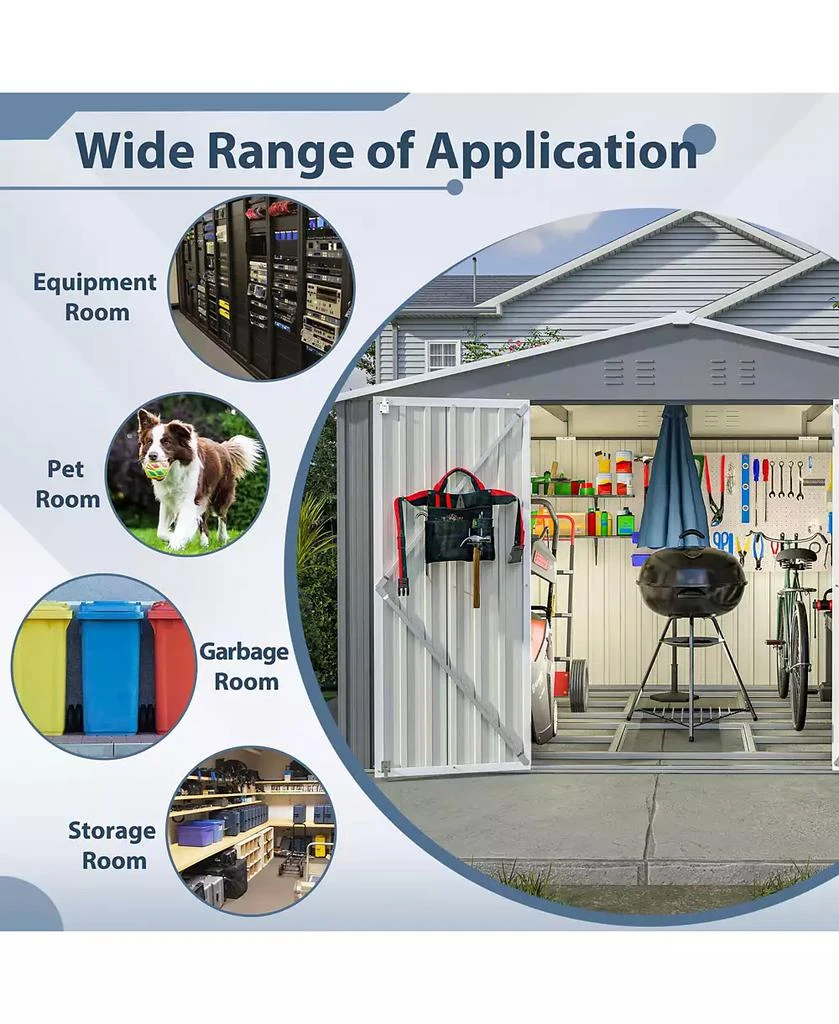 Streamdale Furniture Streamdale 10x8FT All-Weather Metal Storage Shed with Lockable Doors 6