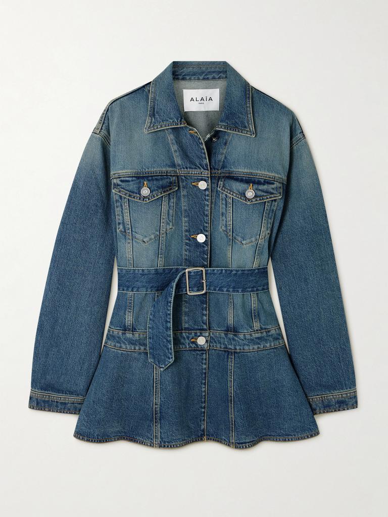 ジャケット Alaia Alaia Denim Jacket With Peplum Peplum denim jacket in blue - Alaia | Mytheresa