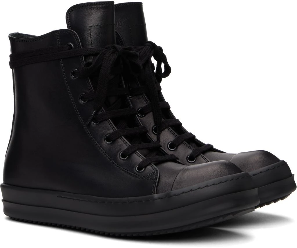 Hollywood Women's High Top Leather Sneakers Rick Owens Black