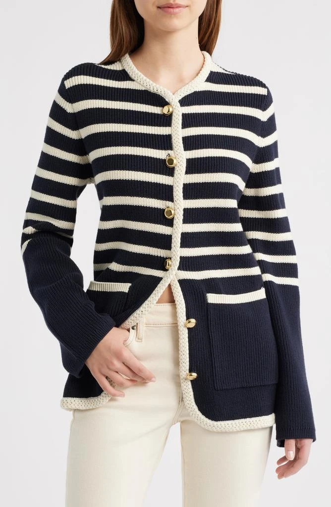 Rag
Bone Nora Stripe Cotton Blend Cardigan