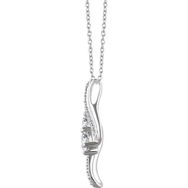 Pompeii3 3/4 Ct TDW Diamond Forever Us Two Stone Pendant Necklace in White or Yellow Gold 2